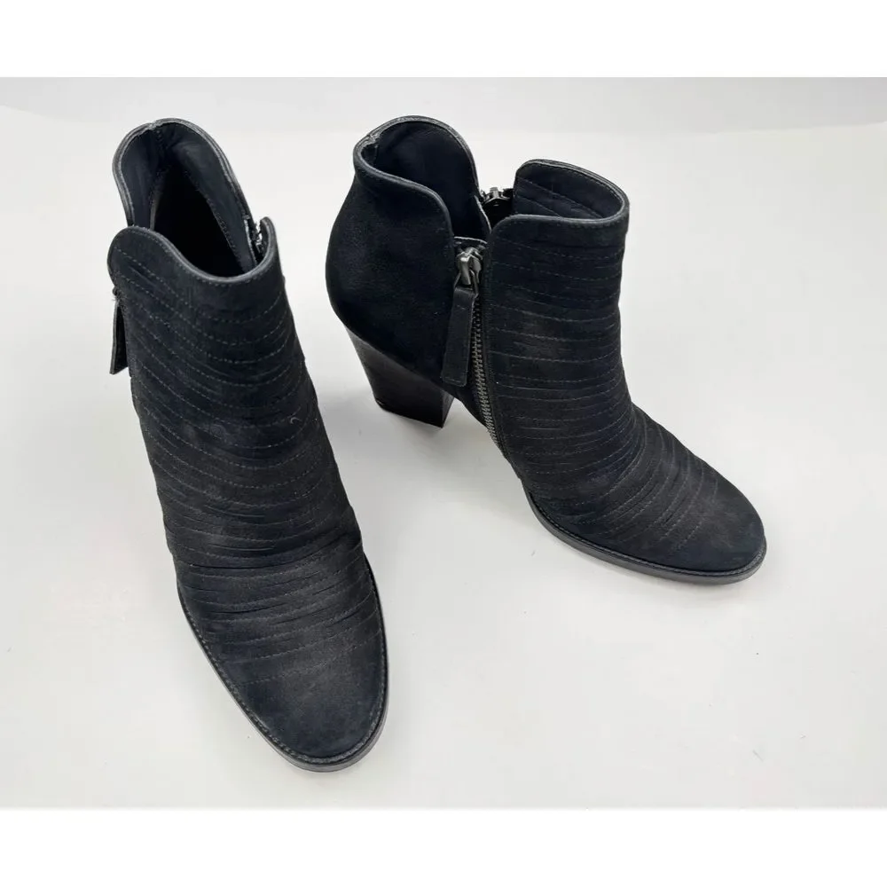 Paul‎ Green Malibu Sliced Zip Bootie Women 5.5 US 8 EUC Block Hill Suede Black